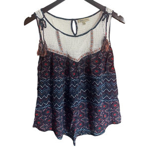 Democracy Womens Pattern Top Size M Sleevelss Multicolor Loose Fitted